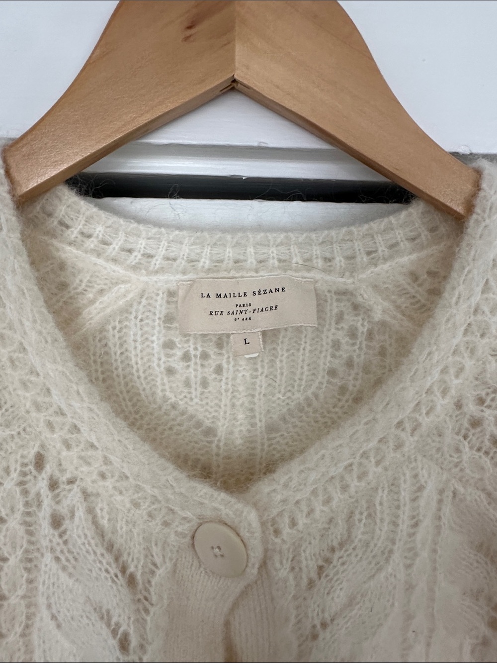 Sezane Cream Openwork Knit Button-Front Cardigan - Picture 2 of 5
